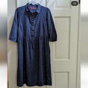 Pyne & Smith no. 22 dress in Midnight Blue Pinstripe, small